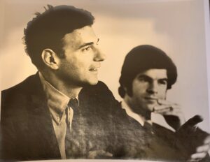Ted (right) with Ralph Nader at a press conference in Dobie Mall in 1972