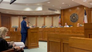 Max McWilliams speaks to the Texas House Urban Affairs Committee in support of the bill he drafted.