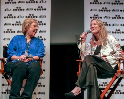 Barbara Morgan (right) and director Olive Talley at the Stones Are Speaking world premiere at the Austin Film Festival. Photo credit: Jack Plunkett
