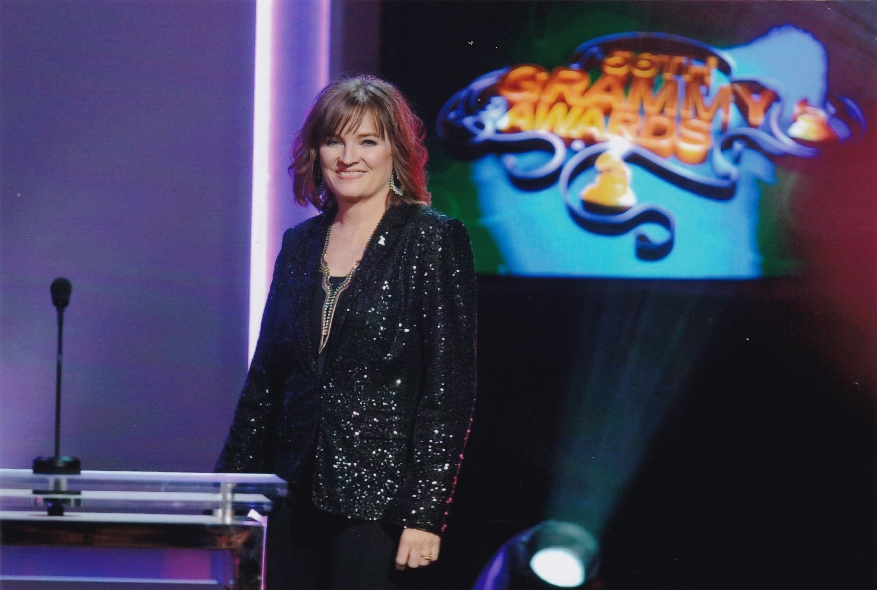 Christine Albert speaks at the 56th Annual GRAMMYs®. Photo courtesy of the Recording Academy®