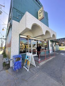 Norma Chavez, long-time employee at Cisco’s Restaurant Bakery & Bar, stands outside the business, which received a Preservation Austin grant in January 2022.