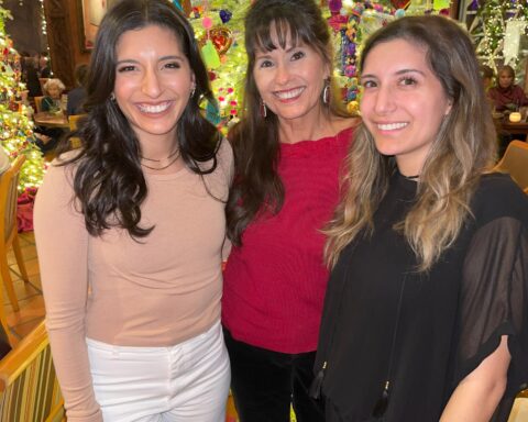 Olga and twin daughters Corey and Allegra at Fonda San Miguel -- their favorite restaurant