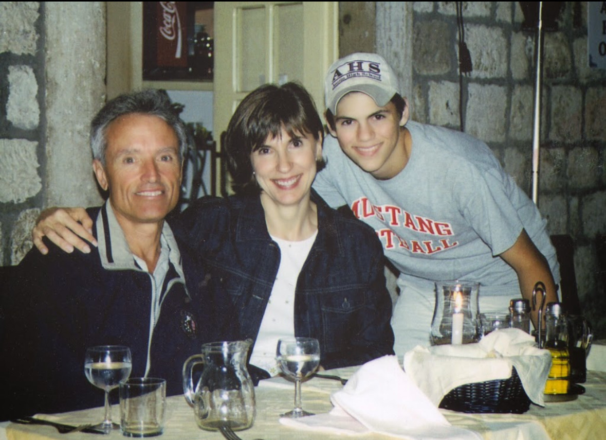 Dubravka Romano with her husband Terry Frakes and her son John Romano in Dubrovnik, Croatia, in June 2002