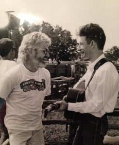 Michael and Lyle Lovett share a laugh.