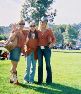At the 2006 Rose Bowl Game – Lynne, her daughter Taylor, and her sister Kathy Skinner