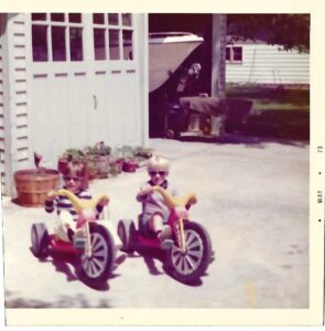 Andrew Roth (right) and his cousin Steve having a great time on their Big Wheels.