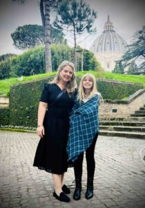 Elizabeth V. Newman and Isabelle Newman, inside the Vatican Gardens