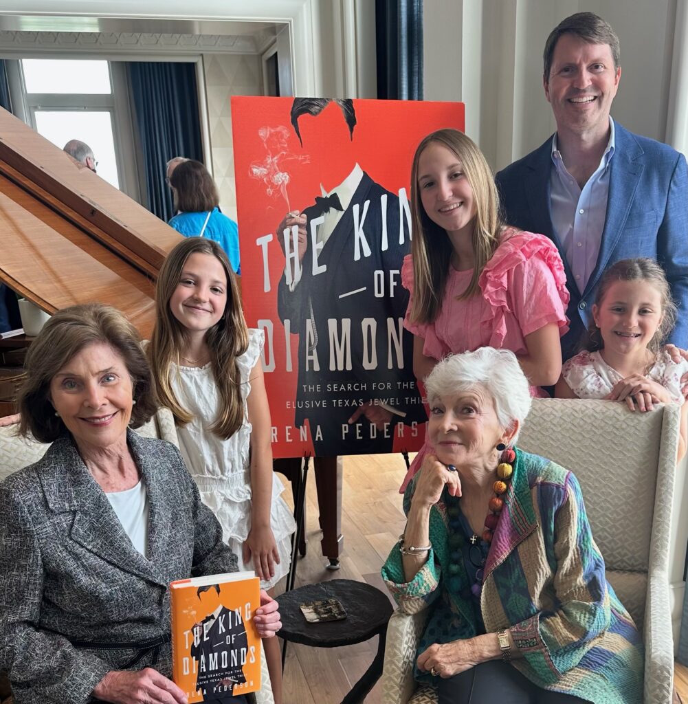 Clockwise from lower left: Laura Bush, Rena’s granddaughters Cecily Gish and Teddie Gish, her son Greg Gish, granddaughter Tiny Gish, Rena.