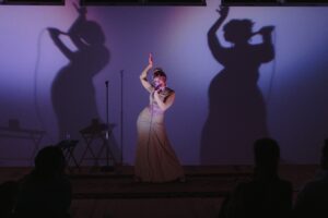 Katie Folger in a private performance of her play. Photo credit: Patrick Rusk