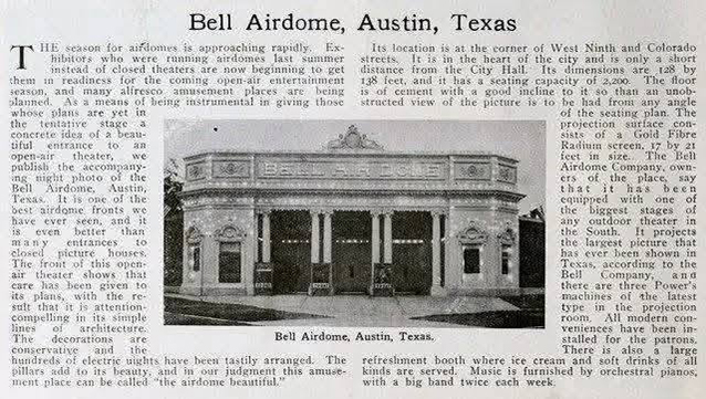 Bell Airdome, Austin, Texas, thanks to Facebook post in Austin Memories, by Lorenzo D., February 14, 2026