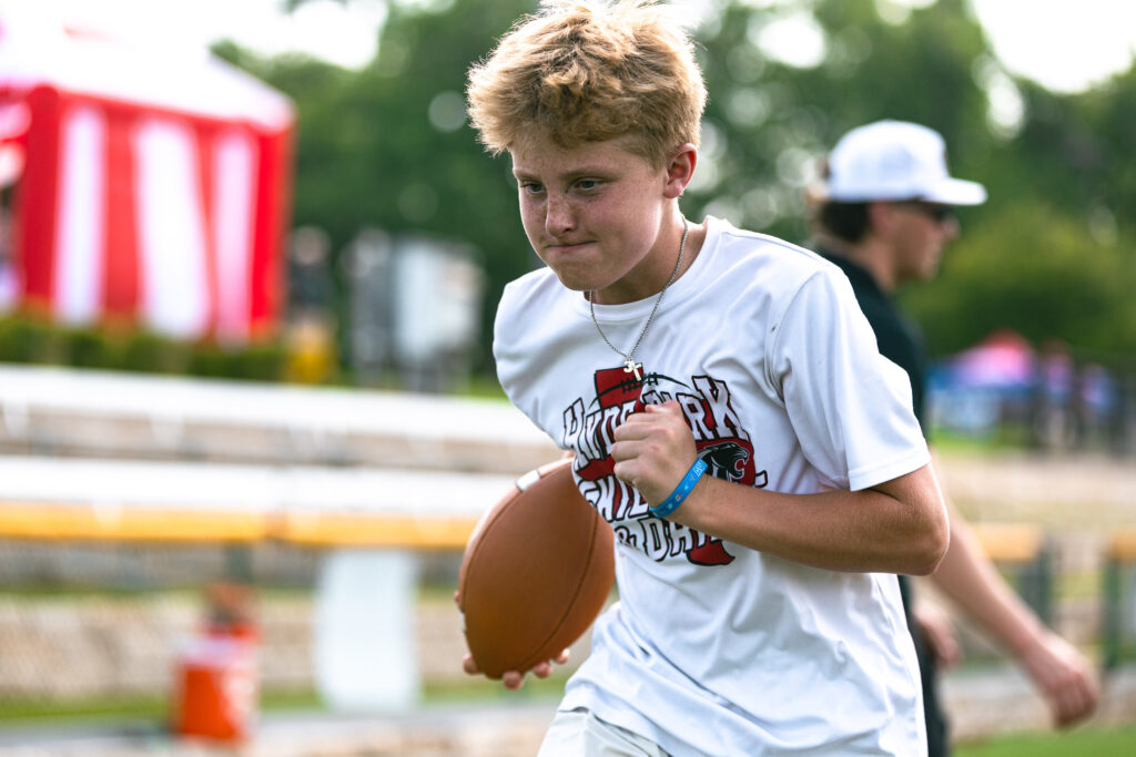 Student-Athlete, Jacoby Delanoy at Skills & Drills with the Upper School Football Team