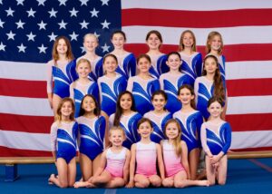 Xcel athletes for the ChampionsTX 2024–2025 season Back row- Clarie, Alice, Ellie, Frankie, Emma, and Nadia Third row- Annie, Ruby, Ella, Harper, and Josie Second row- Mia, Maria, Alana, Cecila, Ivy, and Mara Front row- Julia, Hayes, and Berlin