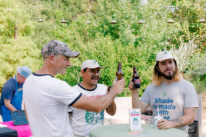 Bret Kiester, George Rojano and Dalton Smith toast to 150 years
