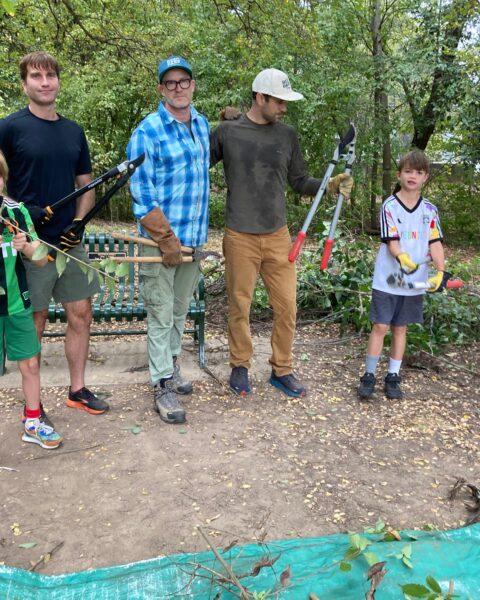 Tom Coker, Justin Halloran, and James Page with Coker’s boys Rowan and Collin