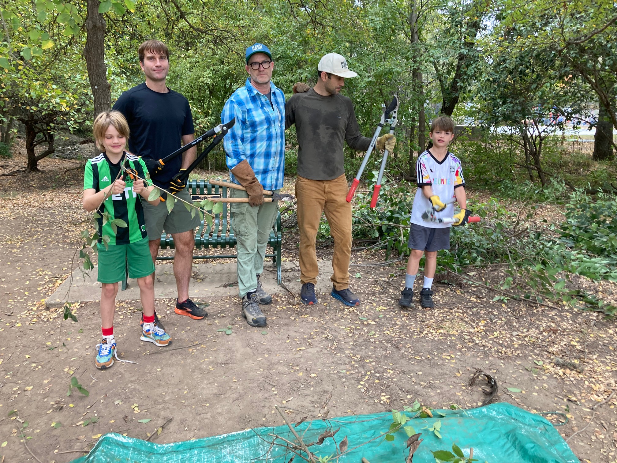 Tom Coker, Justin Halloran, and James Page with Coker’s boys Rowan and Collin