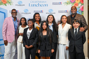 BGCAA Board Member Brian Jones, BGCAA Club Members Al’Briya W. and Alexzanderia W., BGCAA CEO Zenae Campbell, Junior Youth of the Year Abigail P., Junior Youth of the Year Runner-Up Valentina S., BGCAA Club Member Heidi R., Vince Young, and BGCAA Club Member Atal M.