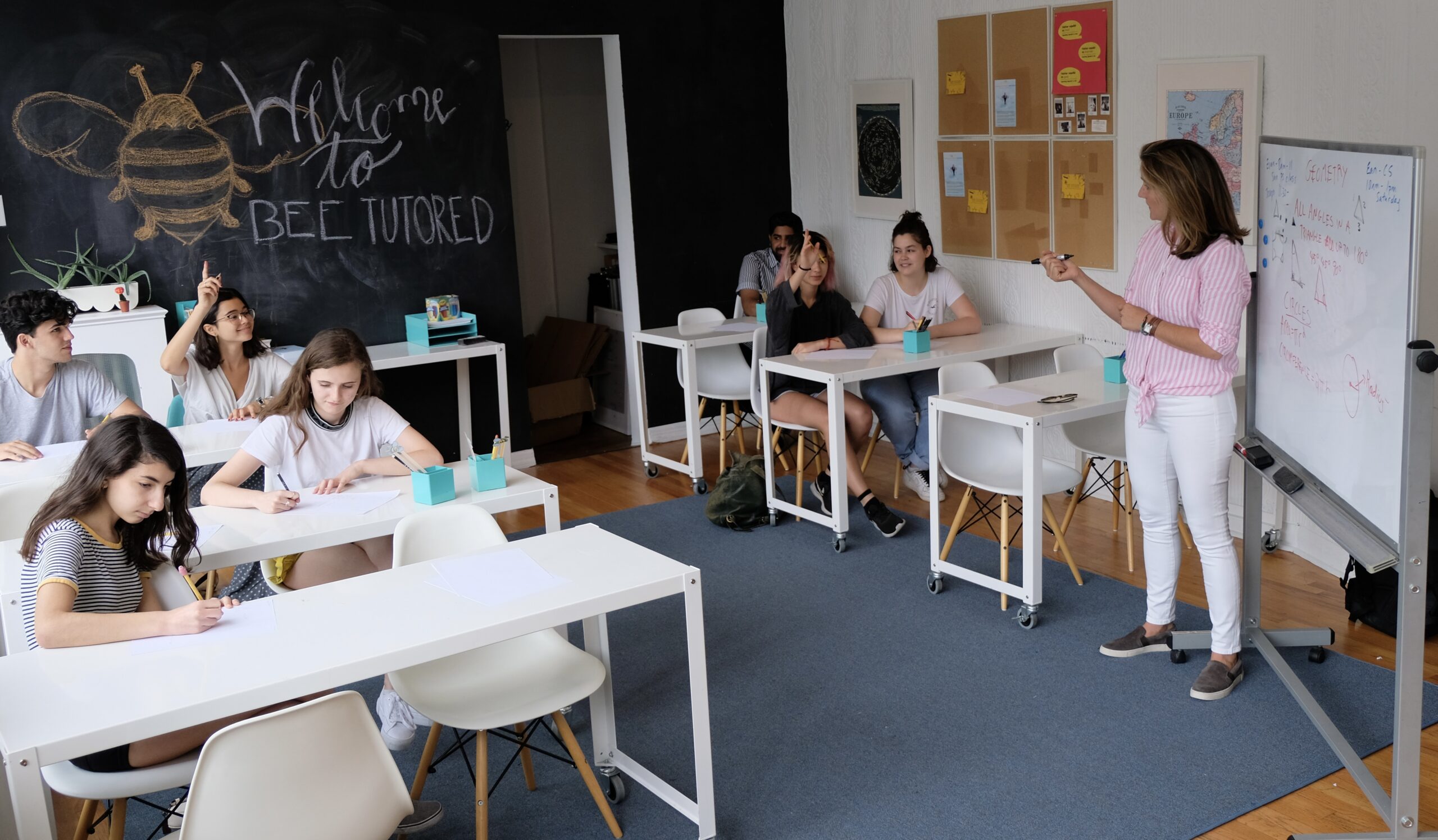 Kate Watson teaching in the Bee Tutored Brooklyn office classroom