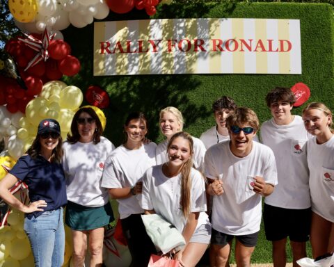 (back row): CEO Kristin Coulter and CAO Stacy Albrecht, with Junior Ambassador Board members Anna Hibbard, Tinsley Cover, Evan Kolander, West Crocket, and Blake Burke (front row) Junior Ambassador Board members Caroline Smith and Asher Schell