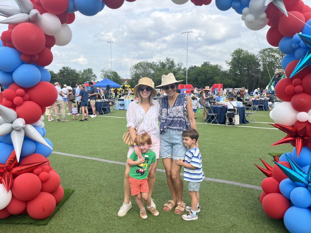 Tina O’Jibway and son Jack with Brigitte Neblett and son Augie