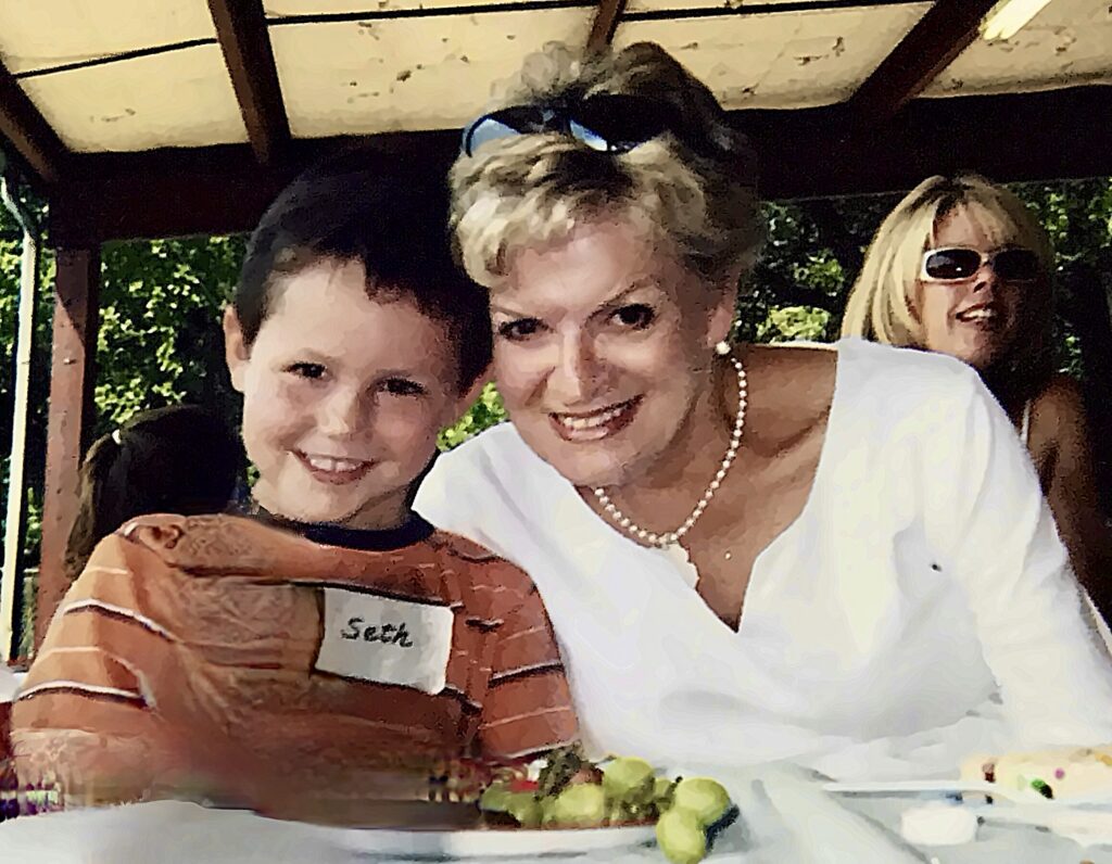Former Student Seth DeVries with beloved and long-time Highland Park Baptist 4-year-old teacher Vicki Chapman in 2004