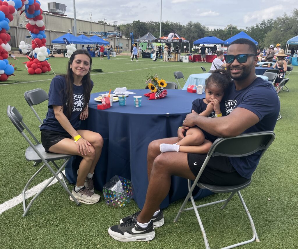 Owners of DDunc Athletics in Tarrytown, Alejandra and Deris Duncan, with daughter Lucia