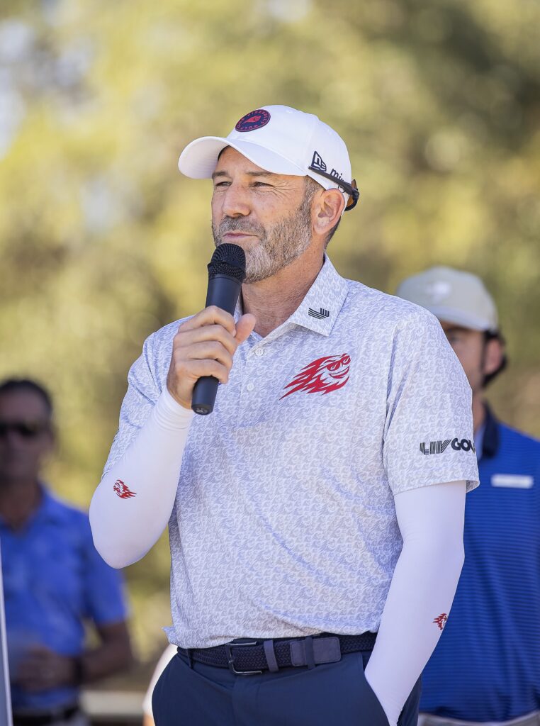 Sergio Garcia welcomes players to the 2025 FORE Kids ATX tournament