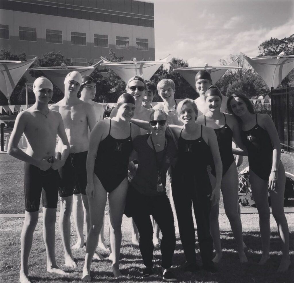 Lina Daugvilate with the St. Michael’s Catholic Preparatory School Swim Team
