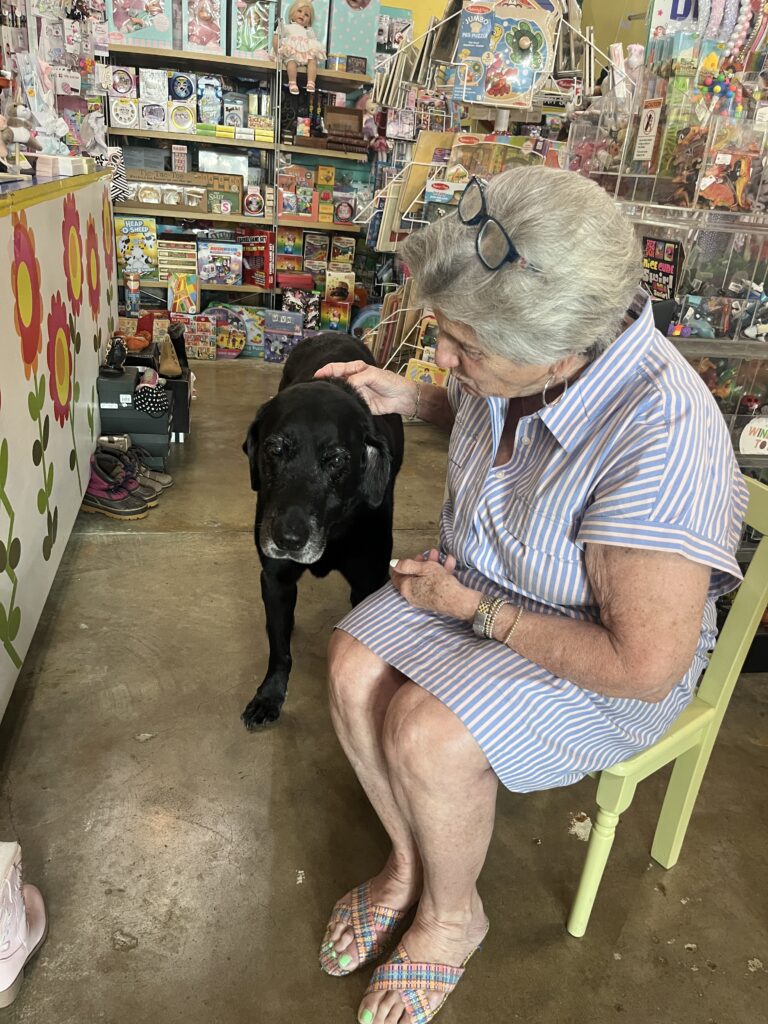 Labrador Charlie with Mary Ann Benson at Kinda Krazy Kids & Kompany