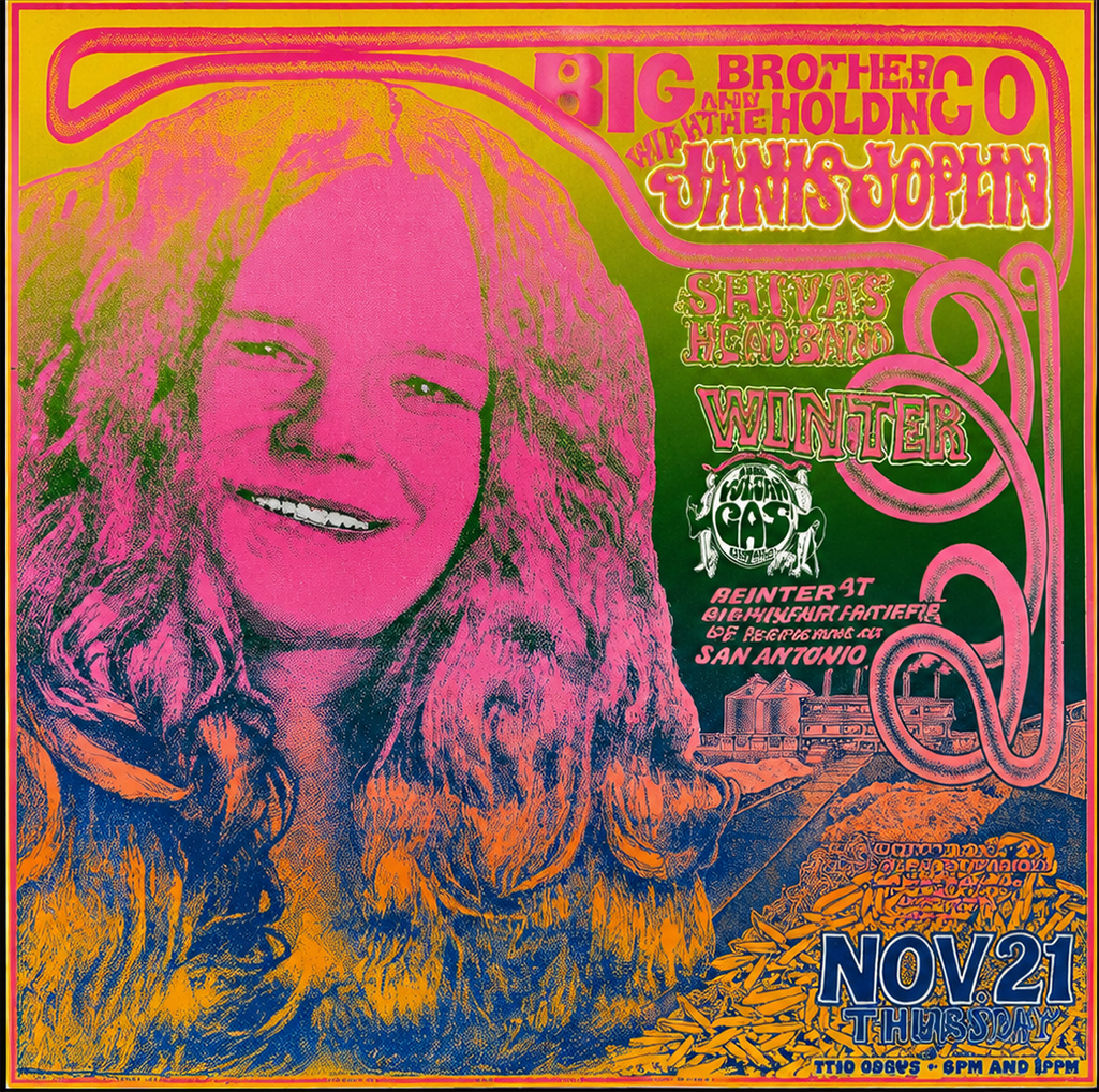 Janis Joplin and Big Brother and the Holding Company Concert at San Antonio’s Hemisfair, designed by Jim Franklin