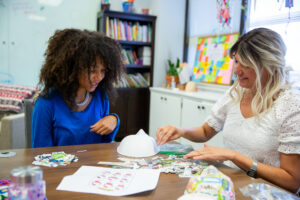 Child Life Specialist Elyse Cann with teen client