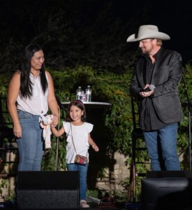 4-year-old Camila from Bolivia and her mom, Rocio Hurtado, with Heath Hale