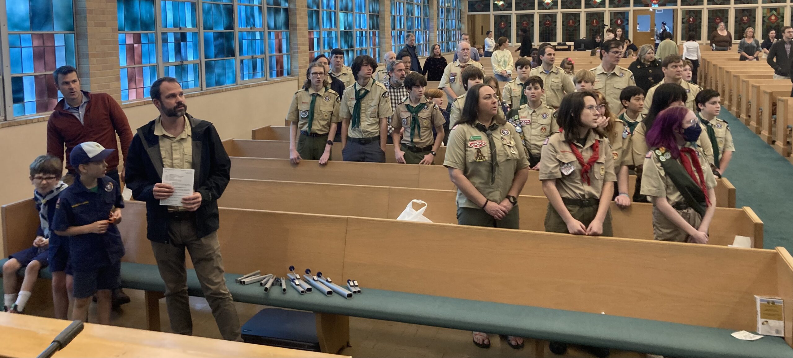 Scouts and leaders of Troop 410, Troop 2019, Pack 55