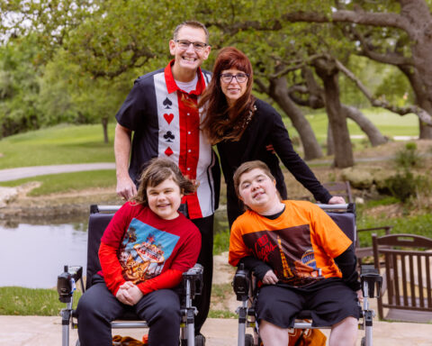 Tim and Laura Revell with Andrew and Timothy