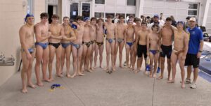 Coaches Eric Swanson and Michael Stratton with Anderson boys’ water polo team members Jake Roberts, Max Bisang, Evan Minter, Dylan England, Tyler Tracy, Ryan Dean, Benjamin Jaggers, Gus Lott, Evin Fox, Evan Schaffer, Luke Schoelkopf, RC McPherson, Owen Vera, Stephen Szygenda, Zay Herrera, Ethan David, and Seth Crowley; not pictured, Jackson Stemple, Rob George, Larry Hong