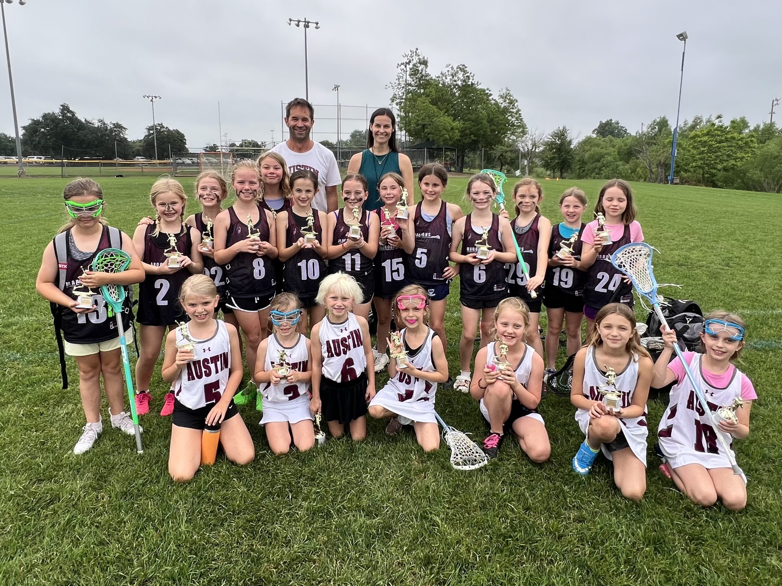 Coaches Andrew Stephens and Katie Edge; coach Marisa Mery not pictured; maroon shirts grades 3-4 players. Anne Rees Tipton, Ivey Brice, Quinn Pomeroy, Adajane Haga, Isla Faul, Mia Dyson, Freya Beal, Fig Heatherington, Frances Hargrove, Mary Caroline Stephens, Harper Zeiler, Kelly Laguarta, Ellie Blodgett; and white shirts grades 1-2 players Caroline Scheffler, Margot Stephens, Margot Hill, Claire Slorp, Penny Hilliard, Alexa Drake, Annie Cardillo. Not pictured are Mackenzie Marshall, Varenna Washburn, Lyla Cohen, Jane Keller, and Emma Mery