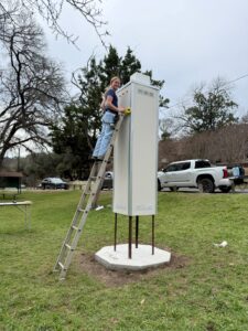 Juliet Key’s chimney swift tower newly installed at Pease Park