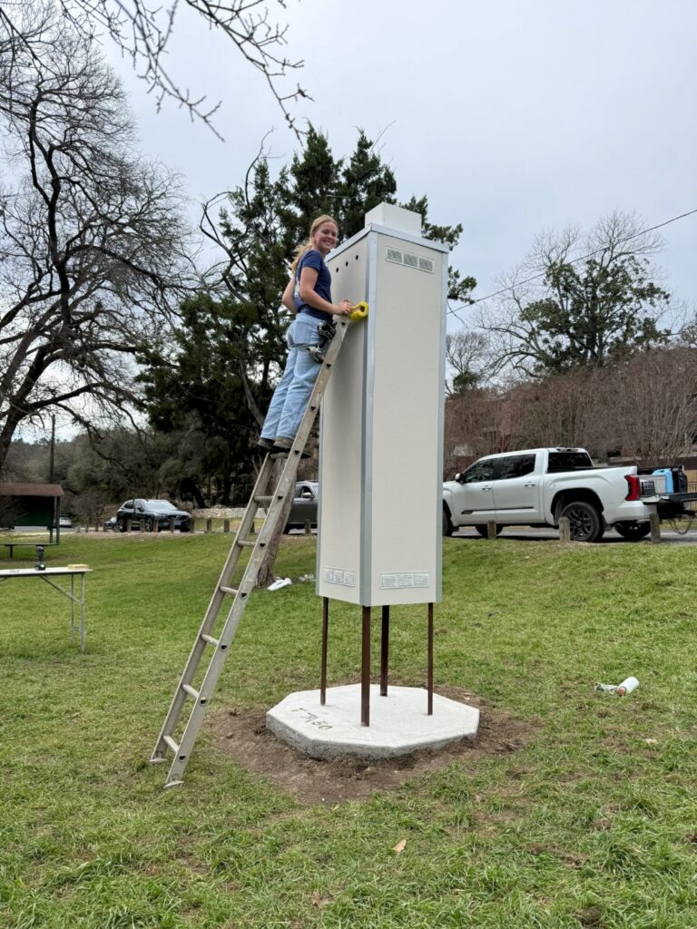 Juliet Key’s chimney swift tower newly installed at Pease Park 