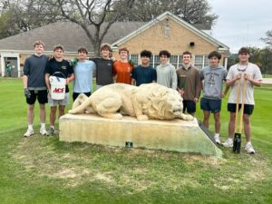 The work team for Eli Erickson’s installation of nine permanent signs at Lions Municipal Golf Course