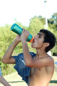 Vijay Jhaveri, a freshman soccer and track athlete, puts a nutrition principle on hydration into practice.