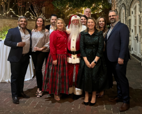 Joe and Tillery Castillo, Joel Brewer, Stacey McLeod Brewer, Santa Charles, Amanda and Chris Gay, Ashley Hyten Reischman, and Brooke and George Morgan