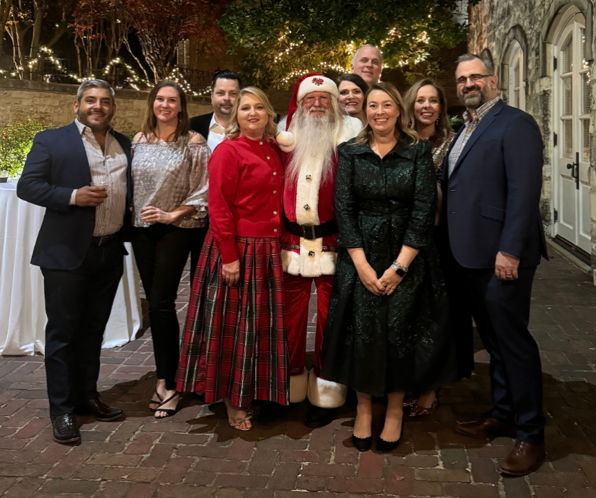 Joe and Tillery Castillo, Joel Brewer, Stacey McLeod Brewer, Santa Charles, Amanda and Chris Gay, Ashley Hyten Reischman, and Brooke and George Morgan